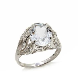 White Topaz Oval Sterling Silver Ring